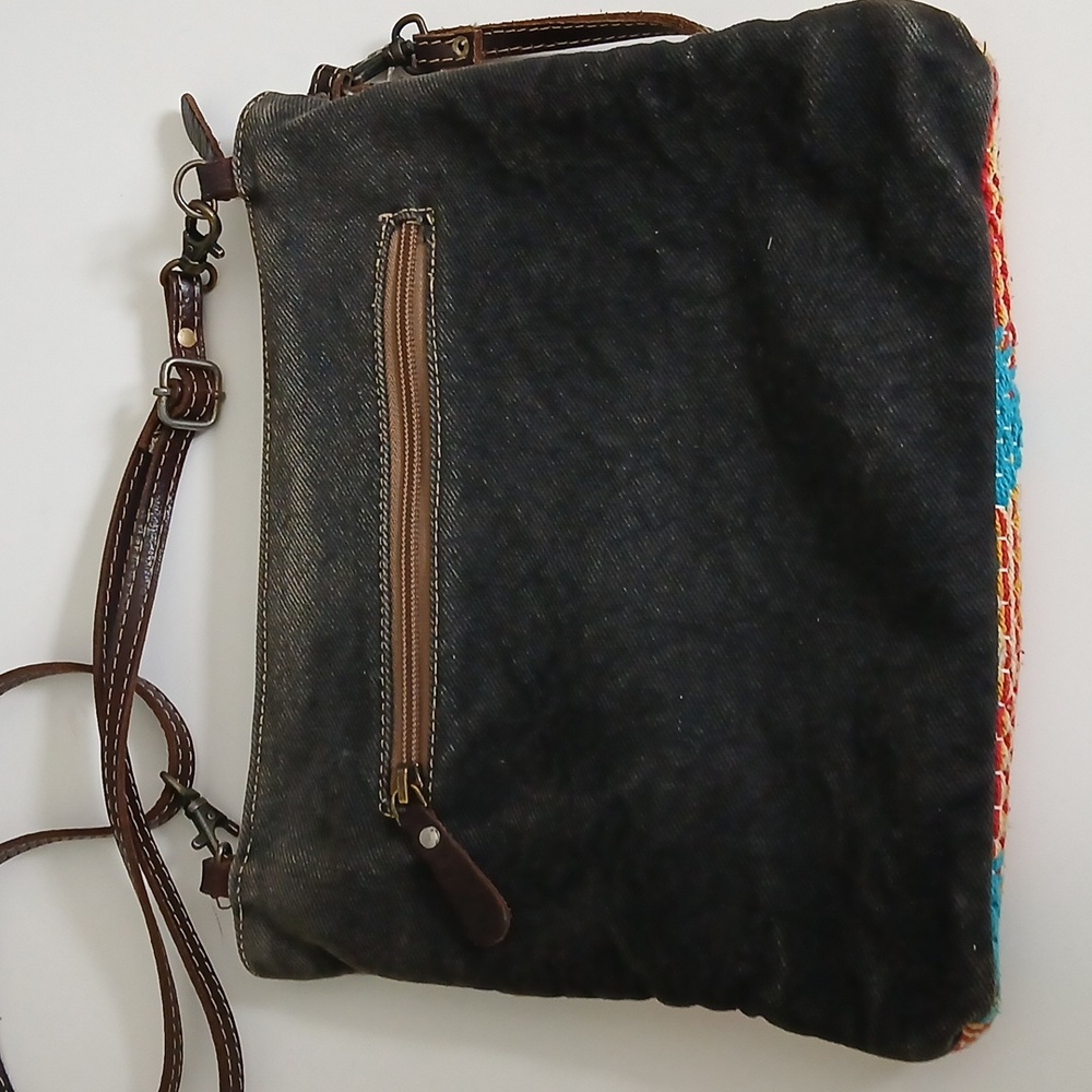 MYRA Cowgirl Southwestern Leather Canvas Cotton Bag, Purse, Crossbody - Picture 3 of 8